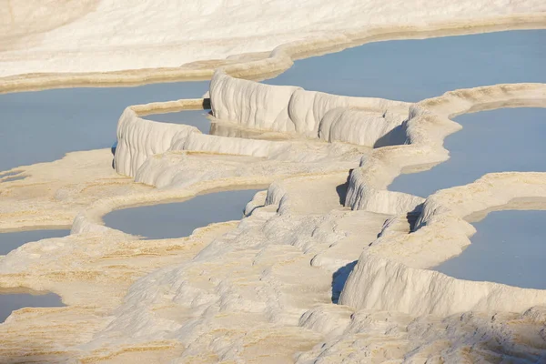 Pamukkale White Mineral Limestone Natural Pool Geology Landmark Turkey —  Fotos de Stock