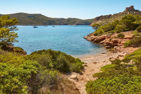Türkisfarbenes Wasser Der Küstenlandschaft Der Insel Cabrera Balearen Spanien lizenzfreie Stockbilder
