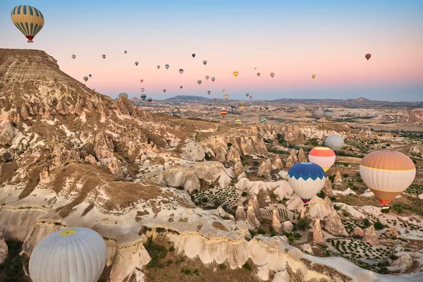 Balloons Rose Valley Cappadocia Spectacular Flight Goreme Turkey — Foto Stock