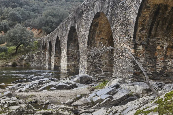 Ponte Pedra Antiga Rio Alagon Sotoserrano Salamanca Espanha — Fotografia de Stock