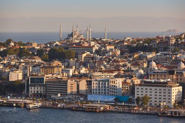 İstambul 'daki Ayasofya Camii. Şehir manzarası. Boğaz. Boğaz. Türkiye
