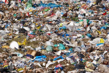 Açık hava çöplüğü. Plastik kirliliği. Çöpleri geri dönüştürüyorum. Tüketim