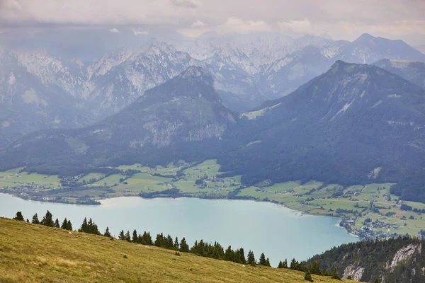 Lac Mondsee Chaîne Alpine Dans Région Salzbourg Autriche Monument Historique — Photo