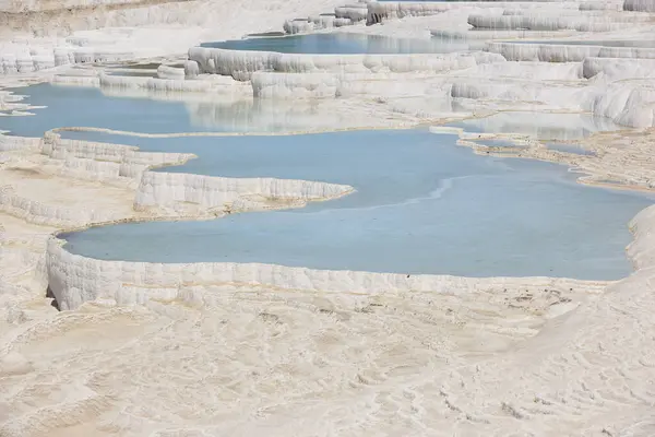 Pamukkale White Mineral Limestone Natural Pool Geology Landmark Turkey — 图库照片