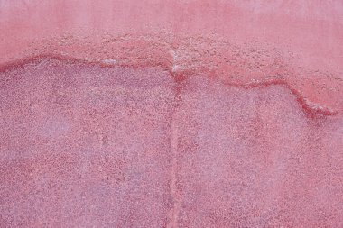 Kırmızı duvarda nemli lekeler var. Ev hasarı ve yenileme