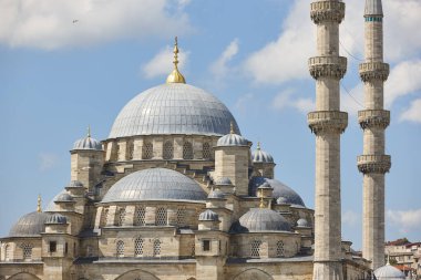 New mosque with huge minaret in Istanbul city center. Turkey