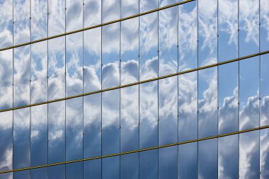 Modern binalar Viyana şehir merkezini yansıtıyor. Moden Wien silueti. Avusturya