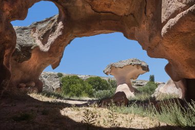 Touristic picturesque rock formation in Gulsehir. Cappadocia, Turkey