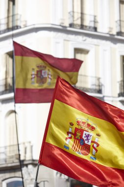 İspanyol bayrakları ve arma. Ulus amblemi. İspanya