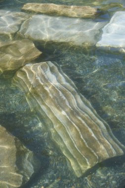 Thermal pool in archeological site of Hierapolis. Pamukkale landmark, Turkey