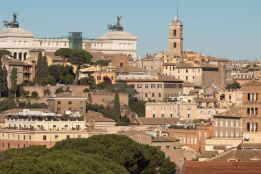 Traditional Rome buildings viewed from Orange Gardens. Rome, Italy clipart