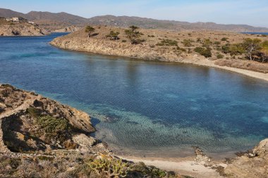 Akdeniz kıyısı. Cape Creus doğal parkı. Portlligat. Girona, Katalonya. İspanya