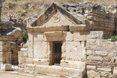 Hierapolis ancient ruins. Martyrium area in Pamukkale. Turkish historical site