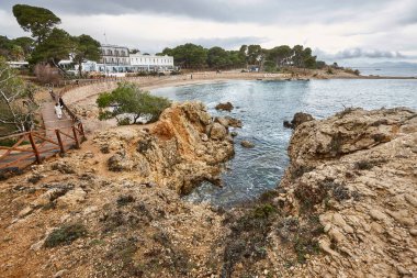 Mediterranean coast at Costa Brava. Portitxol beach. Empuries, Girona. Spain clipart