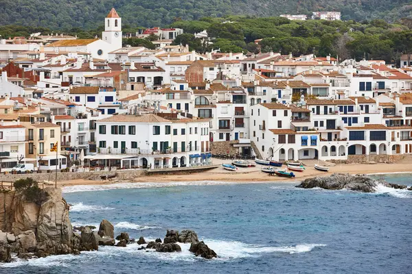 Calella de Palafrugell 'in resimli köyü. Akdeniz kıyısı. Costa Brava