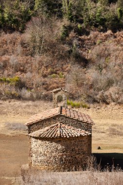 Santa Margarida chapel in La Garrotxa volcanic area. Girona, Spain    clipart