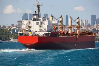 Maritime traffic vessels at the Bosphorus strait in Istanbul. Turkey