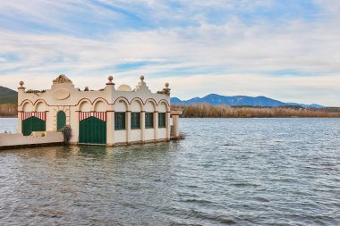 Traditional stall at Banyoles lake. Girona, Catalonia. Spain clipart