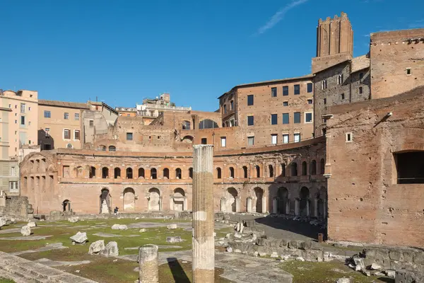 Roma forumu harabe. Augustus Forumu. Arkeoloji dönüm noktası. Roma, İtalya