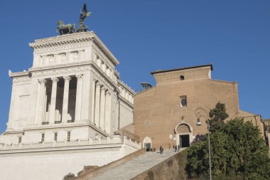 Ara Coeli staircase and church. Rome city center. Italy clipart