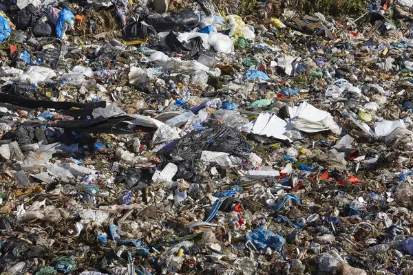 stock image Open air garbage dump. Plastic pollution. Recycling junk. Consumerism