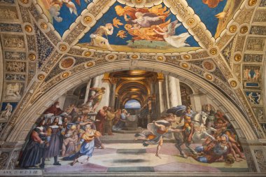 Apostolic Sarayı 'nda Raphael freski. Vatikan, Roma. İtalya