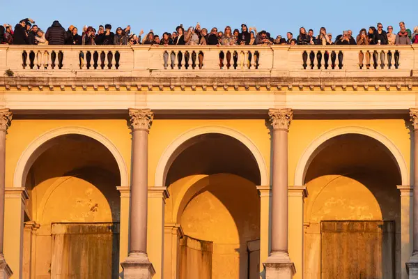 stock image Pincio terrace crowded with people. Rome city center viewpoint. Italy