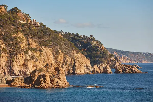 stock image Picturesque mediterranean rocky coastline at Tossa de Mar. Girona, Spain