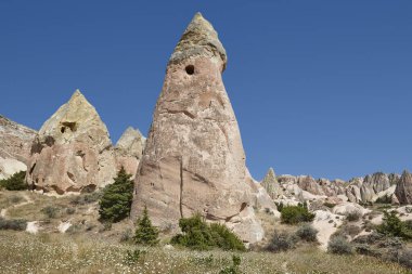 Picturesque rock formation in Cappadocia. Rose valley. Goreme, Turkey
