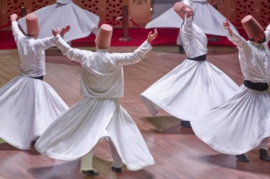 Dervish spirituality traditional ceremony in Mevlana culture center. Konya, Turkey
