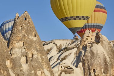 Balloons in love valley, Cappadocia. Spectacular flight in Goreme. Turkey