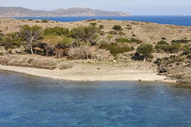 Akdeniz kıyısı. Cape Creus doğal parkı. Portlligat. Girona, Katalonya. İspanya