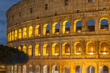 Roma 'da kolezyum. İtalyan klasik mimari simgesi. Avrupa seyahati. İtalya