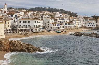Calella de Palafrugell 'in resimli köyü. Akdeniz kıyısı. Costa Brava