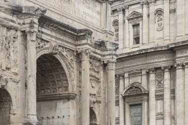 Roma Forumu anıtsal arkeolojik alanı. Septimio Severo Kemeri. Roma, İtalya