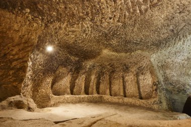 Passage interior in underground city of Kaymakli. Cappadocia, Turkey