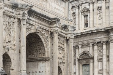 Roma Forumu anıtsal arkeolojik alanı. Septimio Severo Kemeri. Roma, İtalya