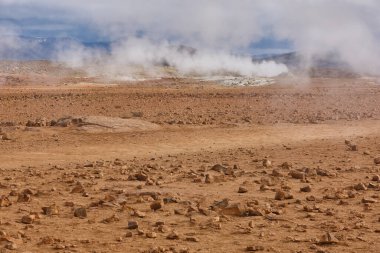 Aktif volkanik alan. Jeotermik sülfürik bacalar. Krafla. İzlanda