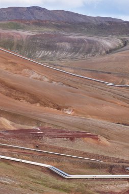 Jeotermal İzlanda endüstrisi. Yenilenebilir enerji. Bjamarbayrak bölgesi. Myvatn. İzlanda