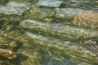 Thermal pool in archeological site of Hierapolis. Pamukkale landmark, Turkey