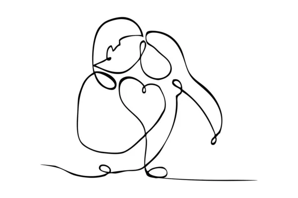 Απλό Διάνυσμα Σκίτσο Ζευγάρι Άνδρας Ερωτευμένος Ενιαία Γραμμή Τέχνης Συνεχής — Διανυσματικό Αρχείο