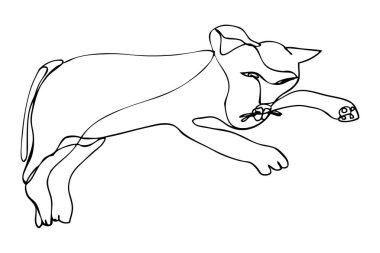 kedi basit vektör çizimi tek bir çizgi veya sürekli çizgi