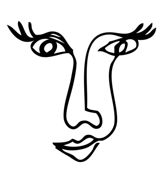 Ručně Kreslit Vektor Jedna Spojitá Čára Tvář Žena — Stockový vektor
