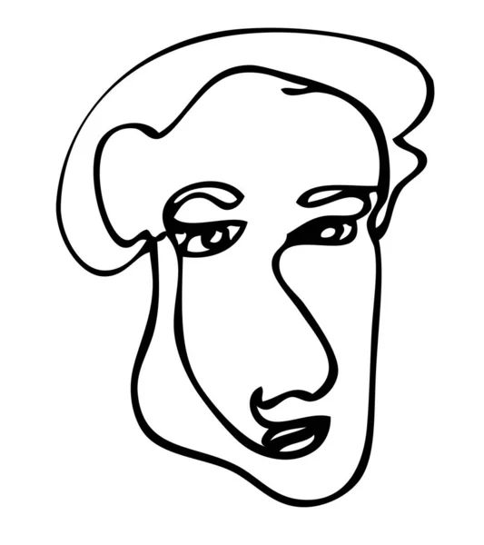 Ruční Kreslit Vektor Jednoduché Jednoduché Spojité Linie Tvář Muž Žena — Stockový vektor
