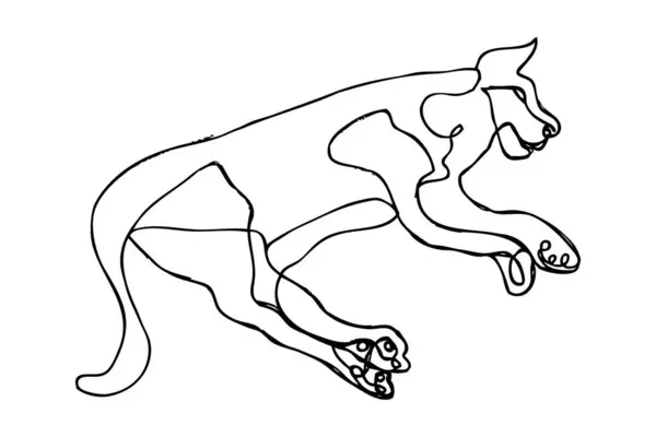Одиночный Векторный Эскиз Собаки Непрерывная Линия — стоковый вектор