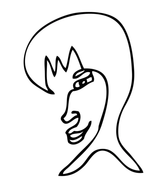 Kvinnans Ansikte Linjekonst Sugeng — Stock vektor