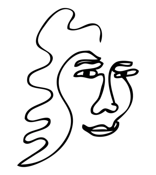 Femme Face Croquis Vectoriel Simple Une Seule Ligne Art Continue — Image vectorielle