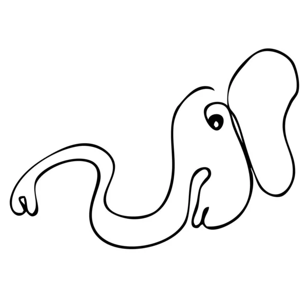 Elefant Einfache Vektorskizze Einer Einzigen Oder Durchgehenden Linie — Stockvektor