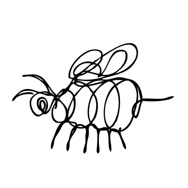 Απλό Διάνυσμα Σκίτσο Μέλισσα Ενιαία Μία Γραμμή Τέχνης Συνεχής — Διανυσματικό Αρχείο