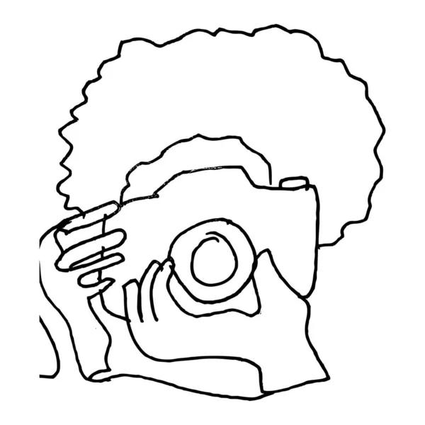 Photographer Man Simple Hand Draw Sketch Vector Isolated White — Stock Vector